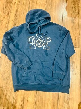 GAP Men's Blue Pullover Hoodie with White Logo